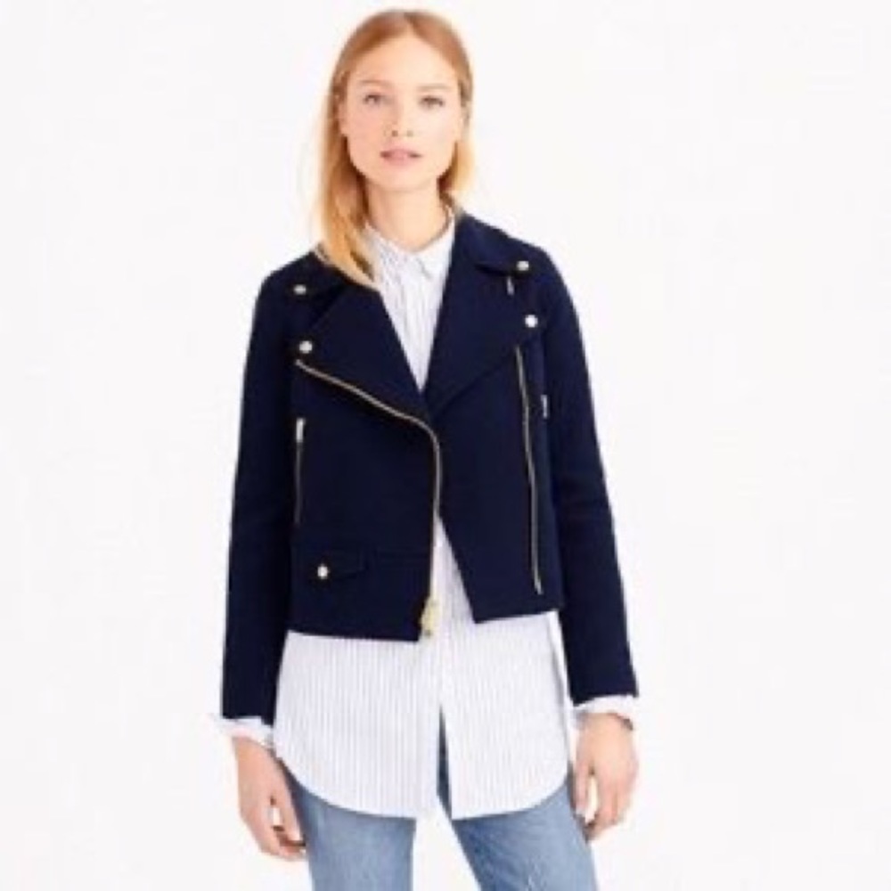 J. Crew Collection Wool Biker Jacket - Picture 1 of 8